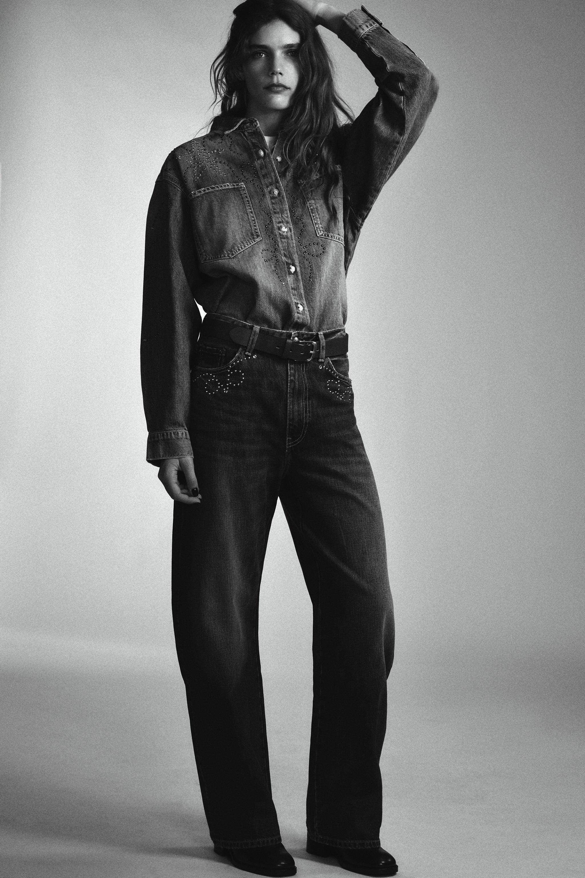 TRF METALLIC STUD JEANS